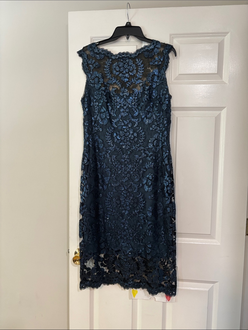 Tadashi Shoji Midnight Blue Floral Lace Sheath Dress
